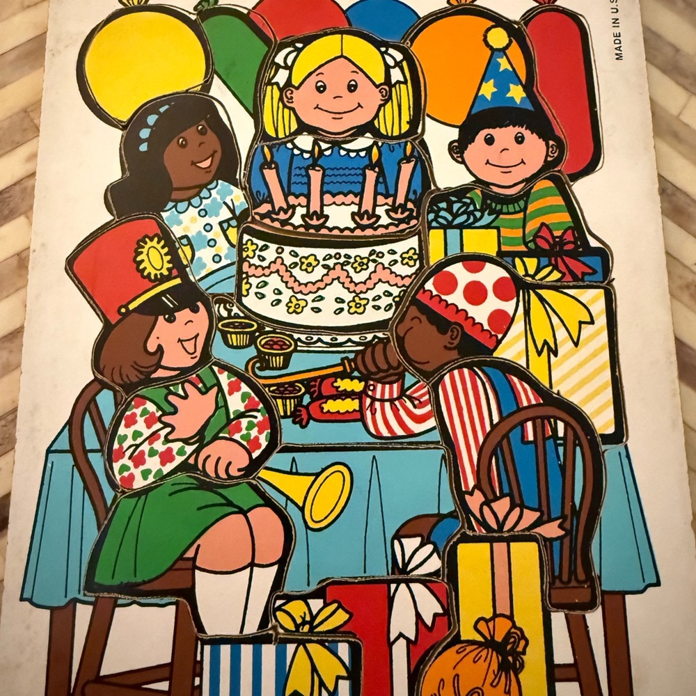 Kids' Birthday Celebration Puzzle by Playful Creations Made in the USA Vintage